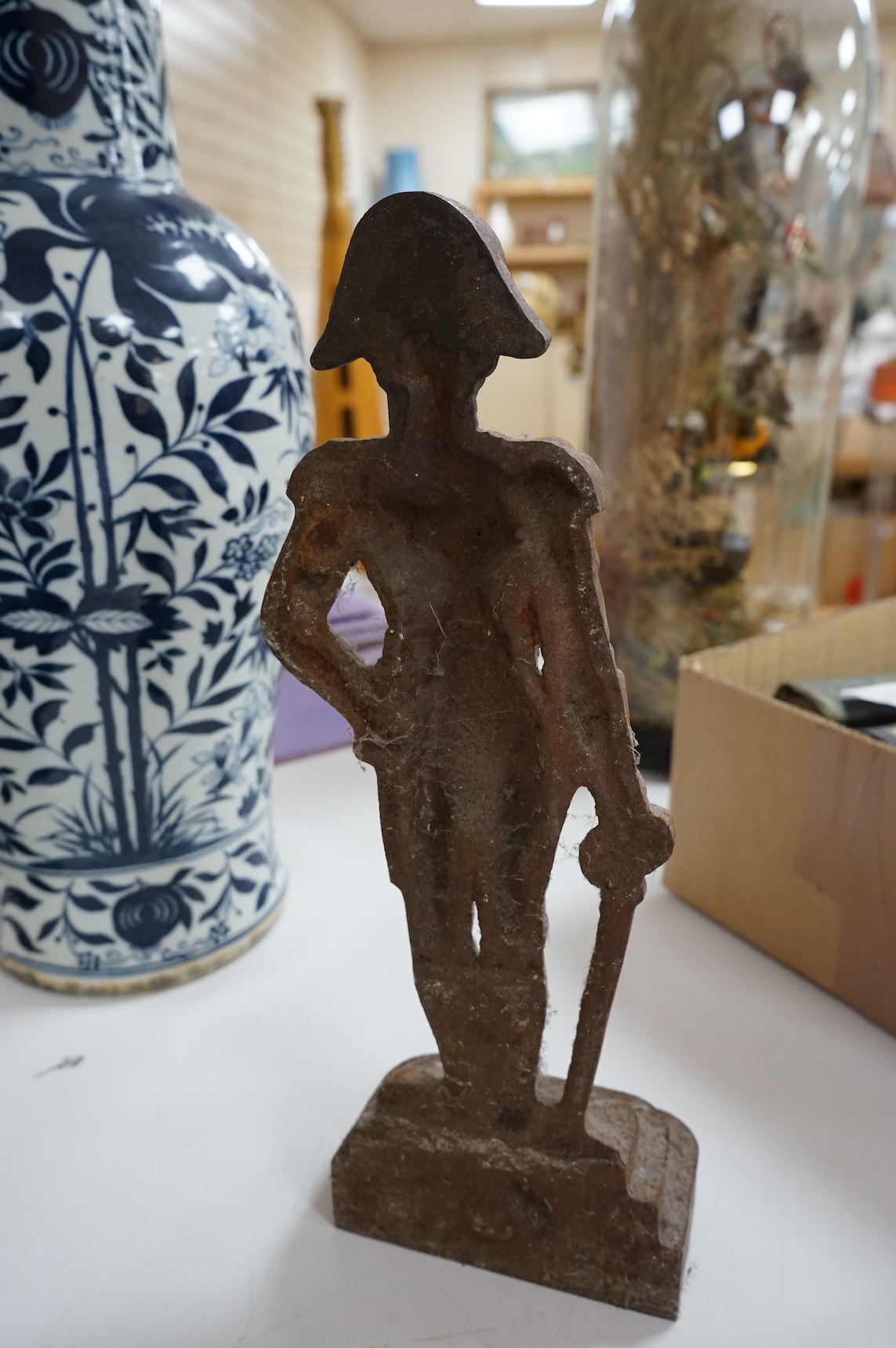A cast iron Duke of Wellington door stop, 40cm high
